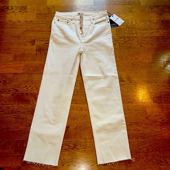 Re/Done Denim - Brand New!  Re/Done button-fly white jeans.  Size 27.  70s Stovepipe style